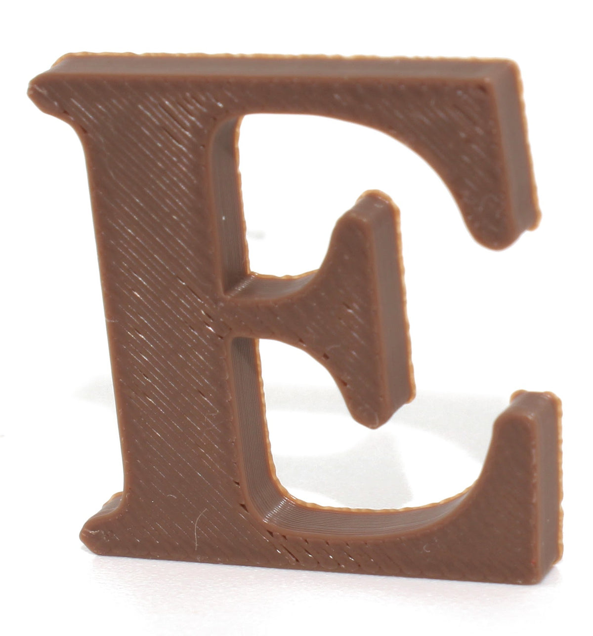 Brown E small prop at a three-quarter angle on a white background.
