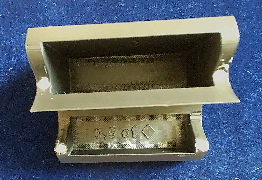 Ultimate Card Box halves open, showing the '3.5 of diamonds' pun under the lid